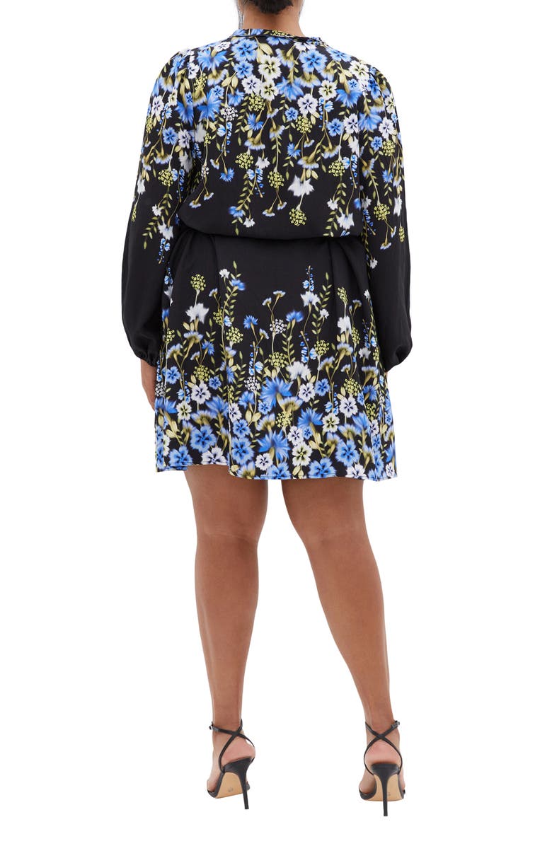 City Chic Lilliana Floral Long Sleeve Shirtdress, Alternate, color, Meadow Black