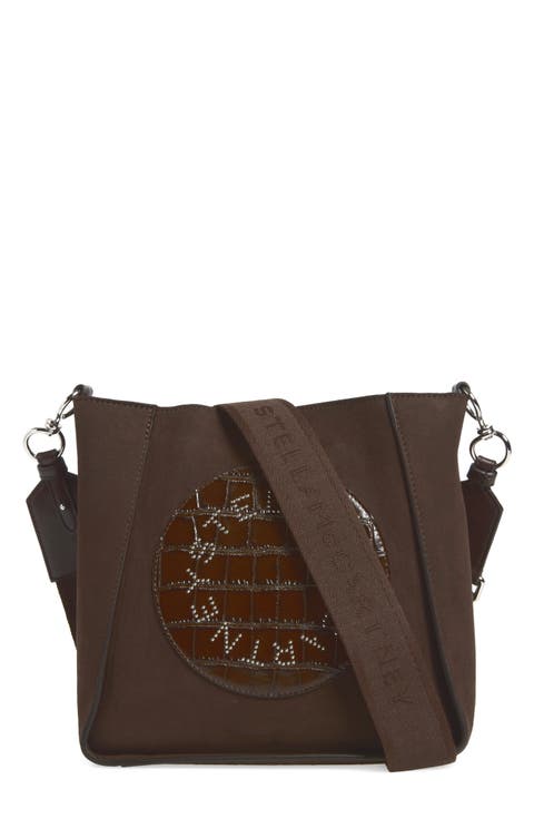 Logo Faux Suede Crossbody Bag