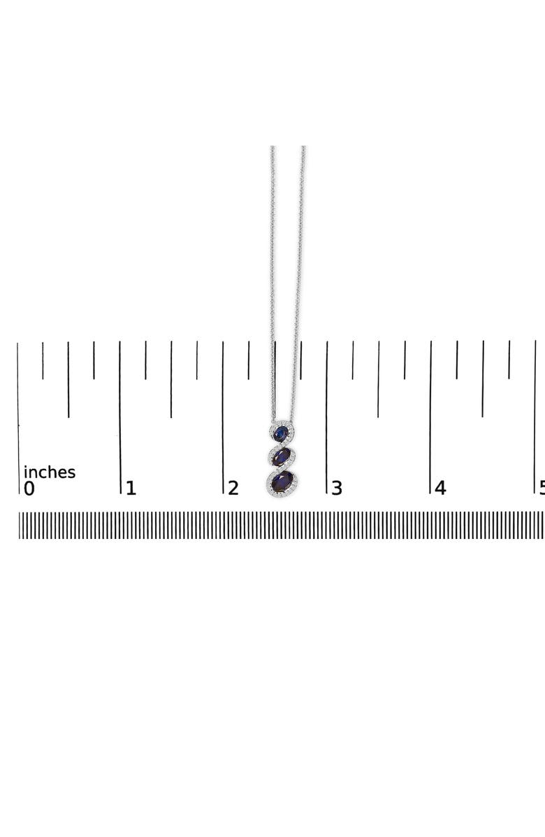 Haus of Brilliance .925 Sterling Silver Created Blue and White Sapphire 3 Stone Swirl Pendant Necklace, Alternate, color, White