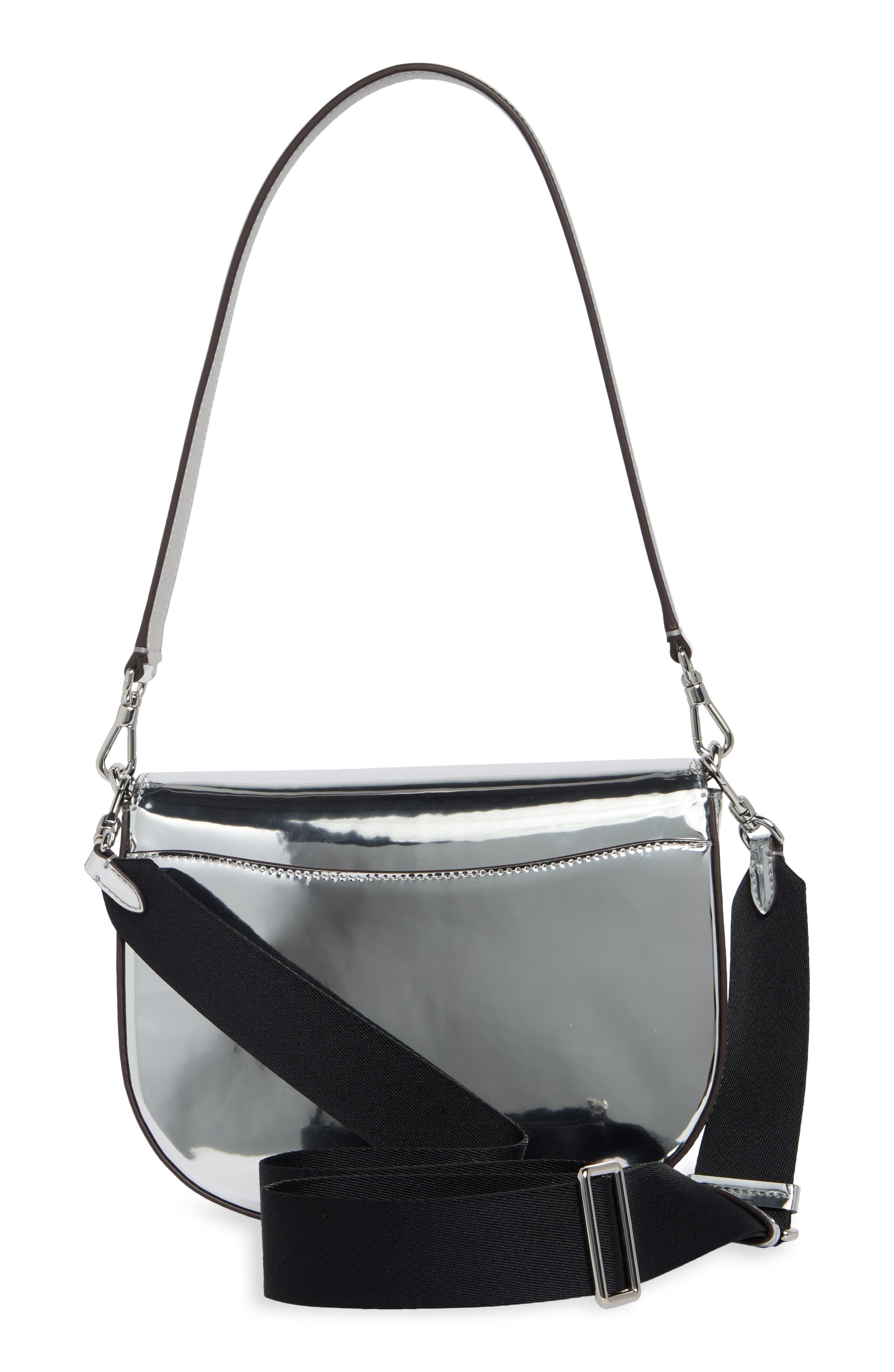Dakota Leather Saddle Bag, Alternate, color, SILVER