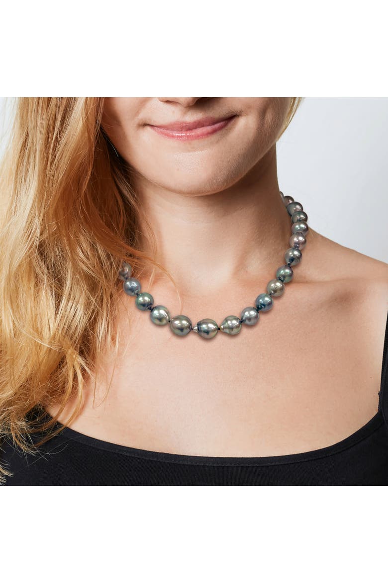 11-13mm Cultured Tahitian Pearl Necklace 14K, Alternate, color, Tahitian Pearl