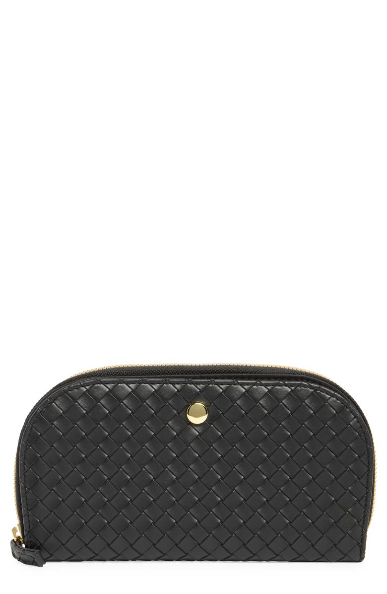 MUNDI SMALL LEATHER GOODS Candice Woven Clutch, Main, color, 08N-Black