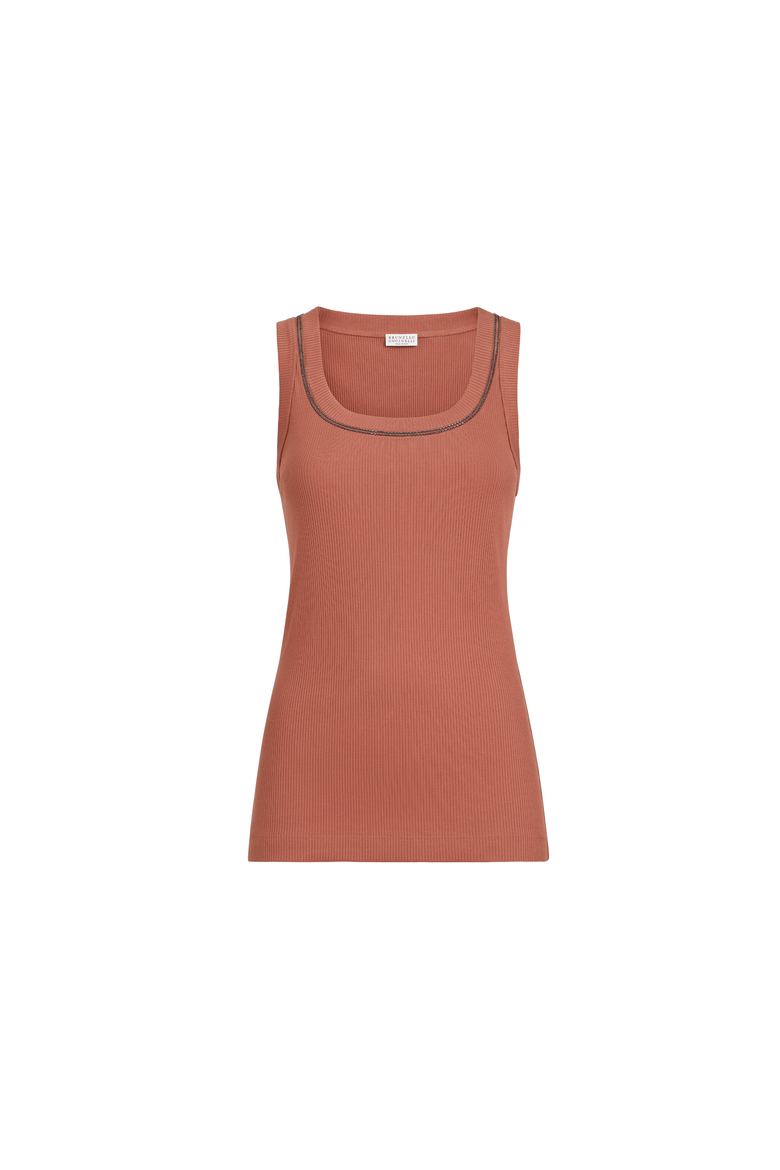 Ribbed jersey top, Alternate, color, Orange