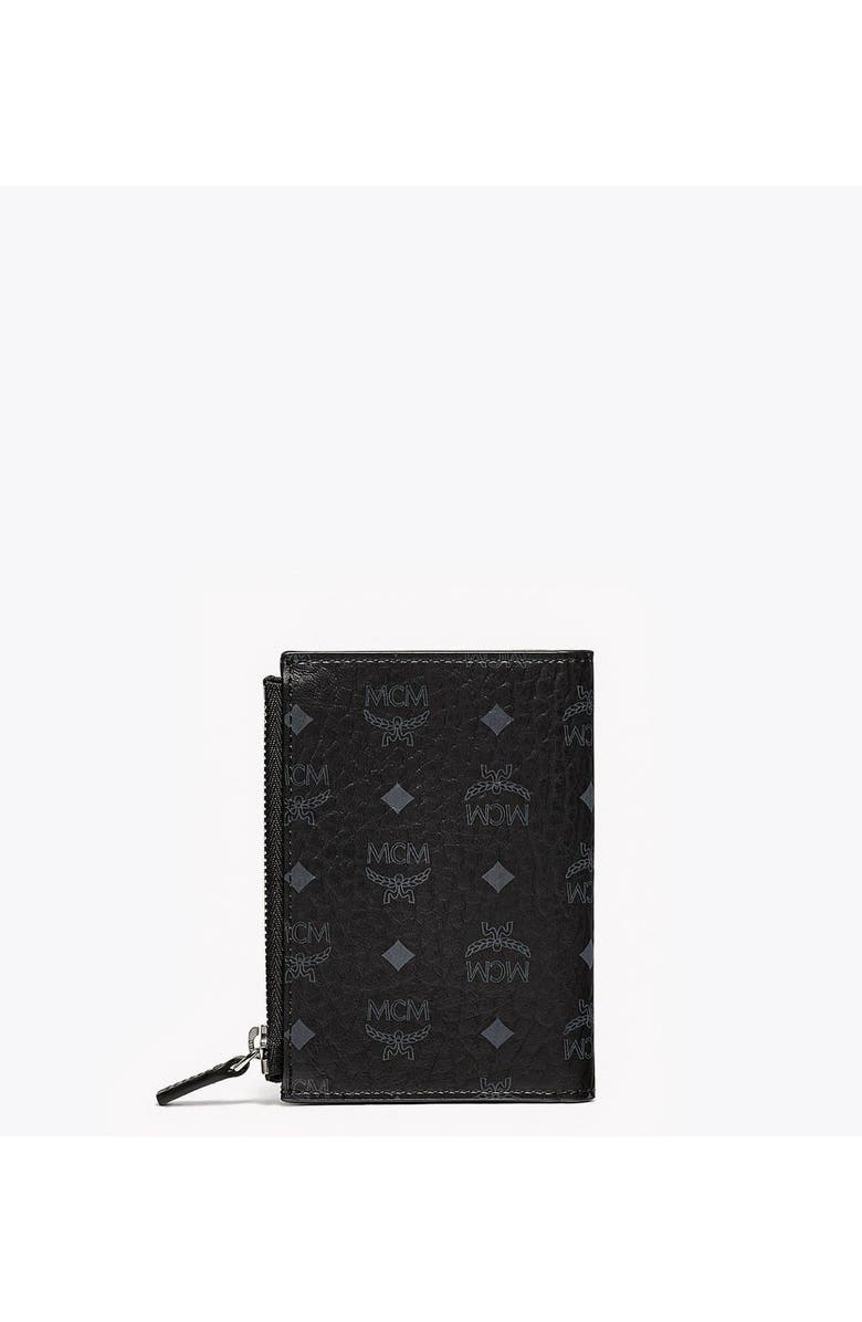 MCM Bifold Zip Card Wallet in Visetos Original, Alternate, color, Black