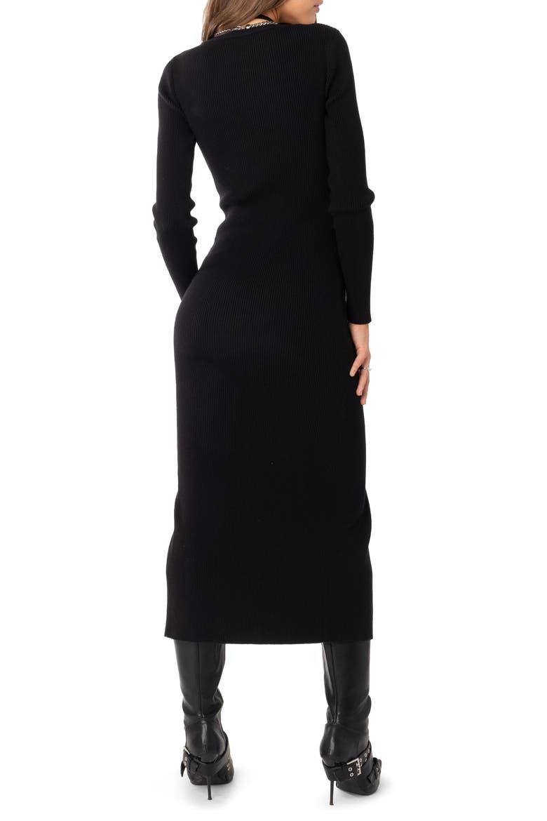 Jazlyn Long Sleeve Rib Sweater Dress, Alternate, color, BLACK