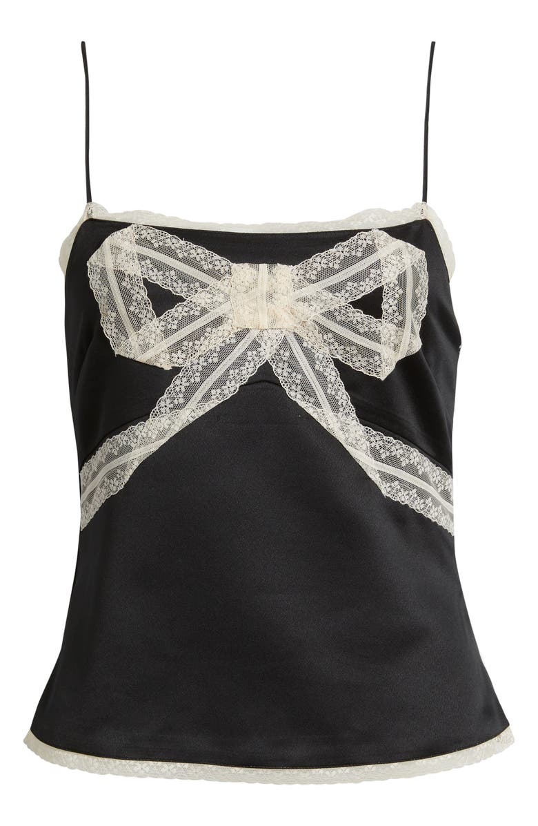LoveShackFancy Arise Lace Bow Camisole, Alternate, color, Black