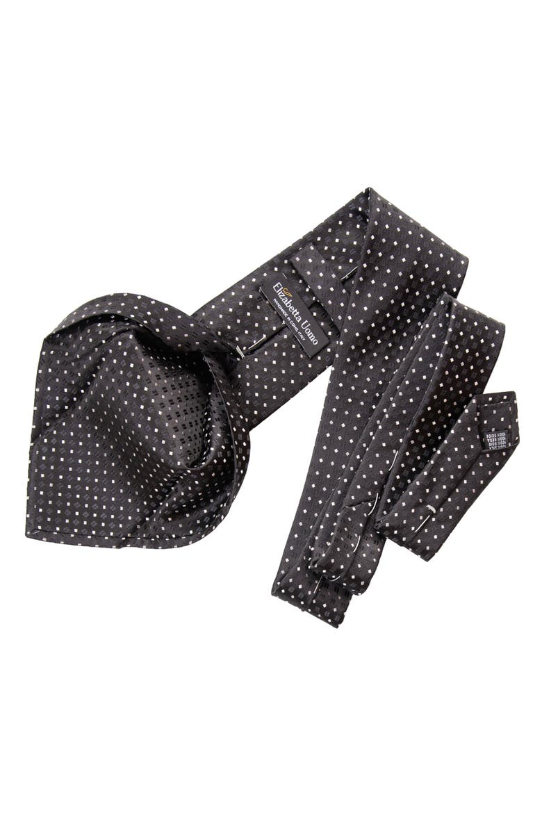 Barbera - Extra Long Silk Jacquard Tie for Men, Alternate, color, Black
