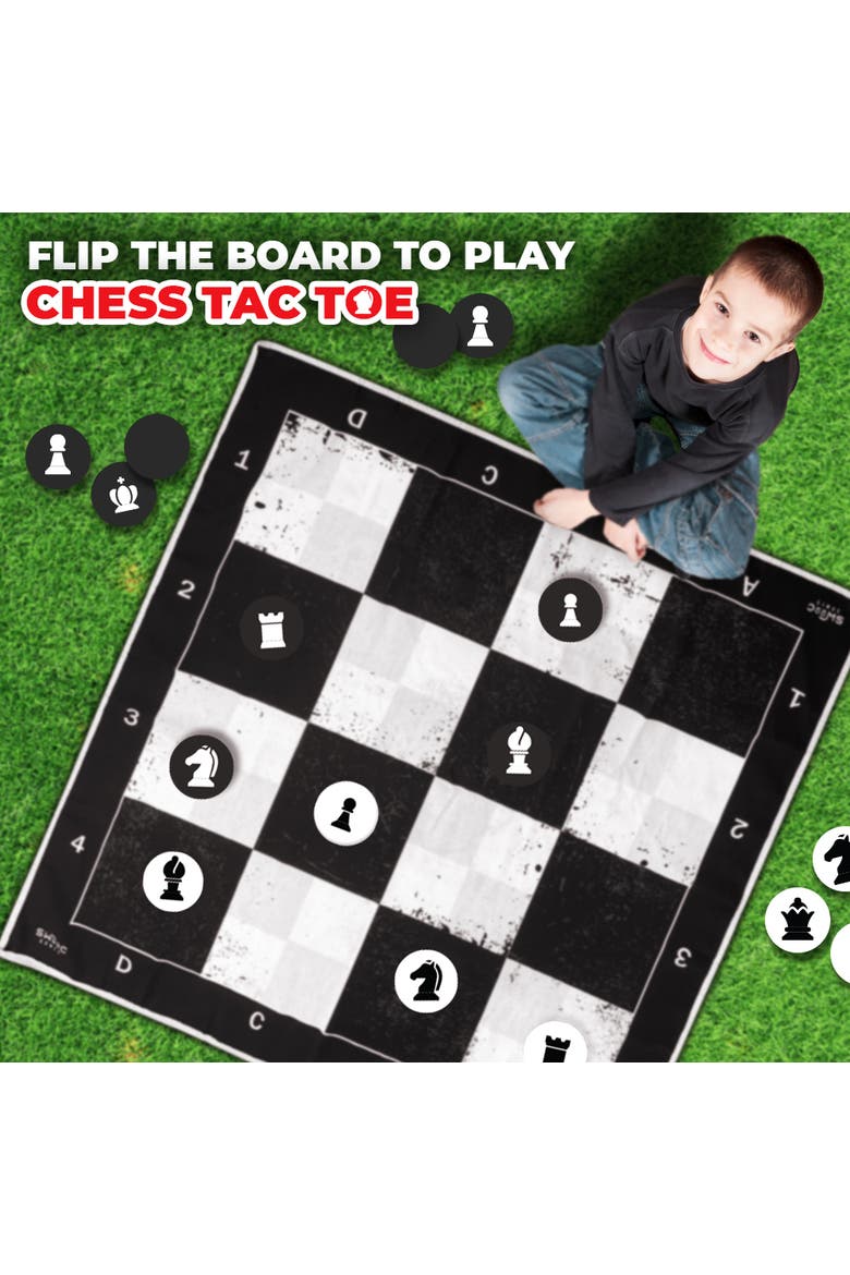 Giant Checkers, Chess, & Chess Tac Toe Game, Alternate, color, Black, White