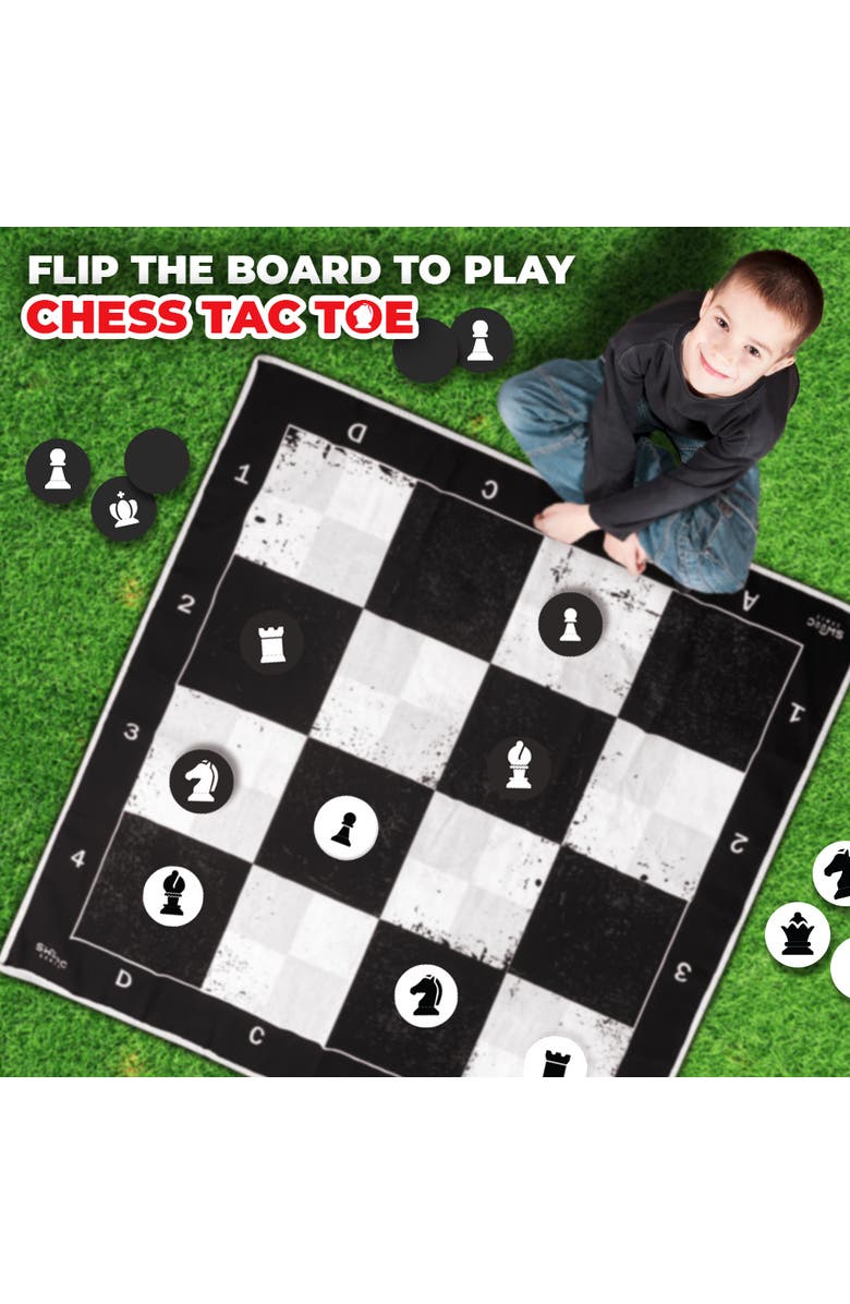 Swooc Games Giant Checkers, Chess, & Chess Tac Toe Game, Alternate, color, Black, White