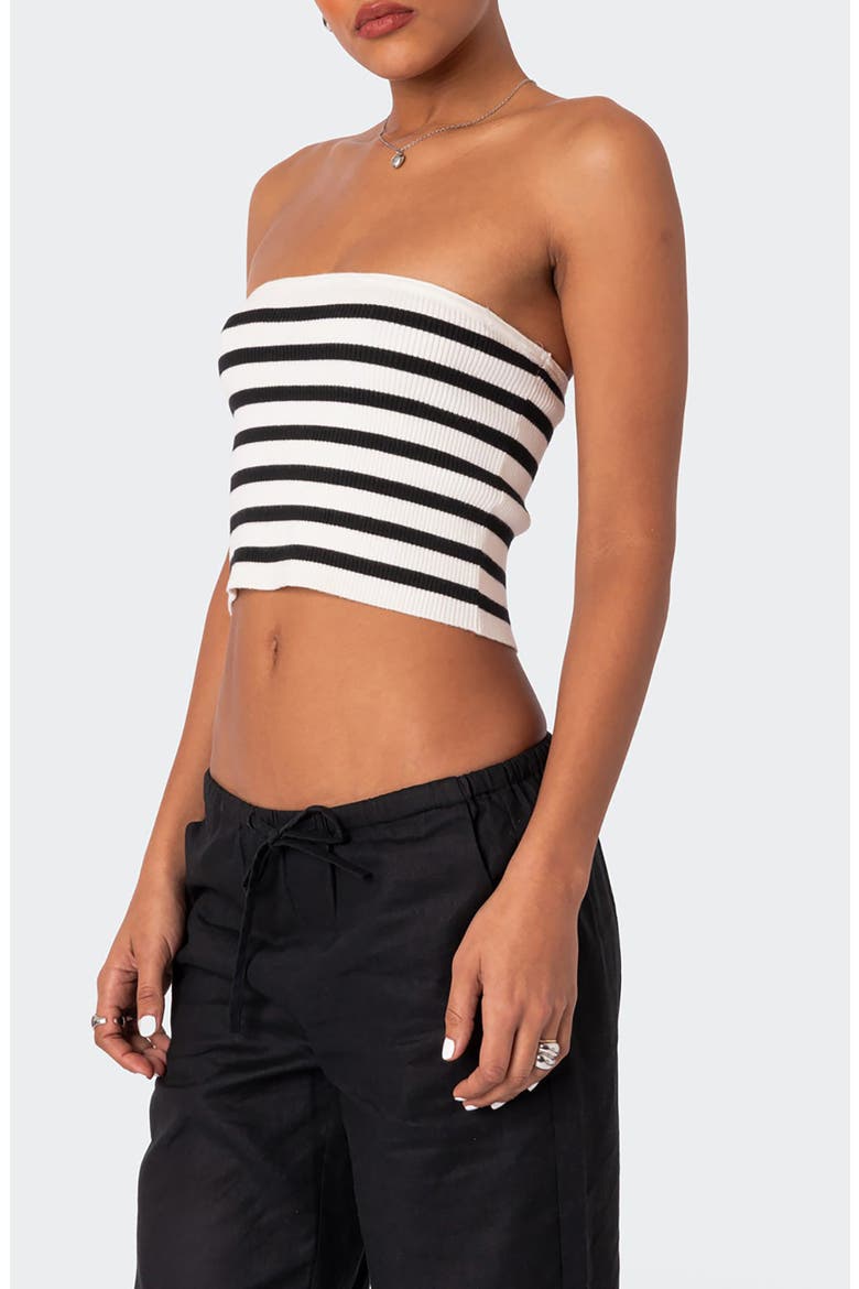 Lexi Stripe Rib Tube Top, Alternate, color, BLACK-AND-WHITE