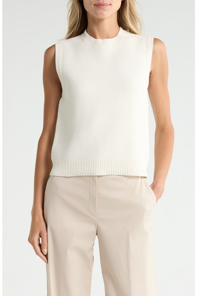 Pointelle Cotton Blend Sweater Vest, Main, color, IVORY