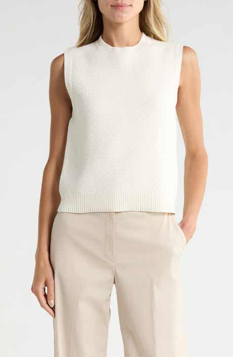 Pointelle Cotton Blend Sweater Vest