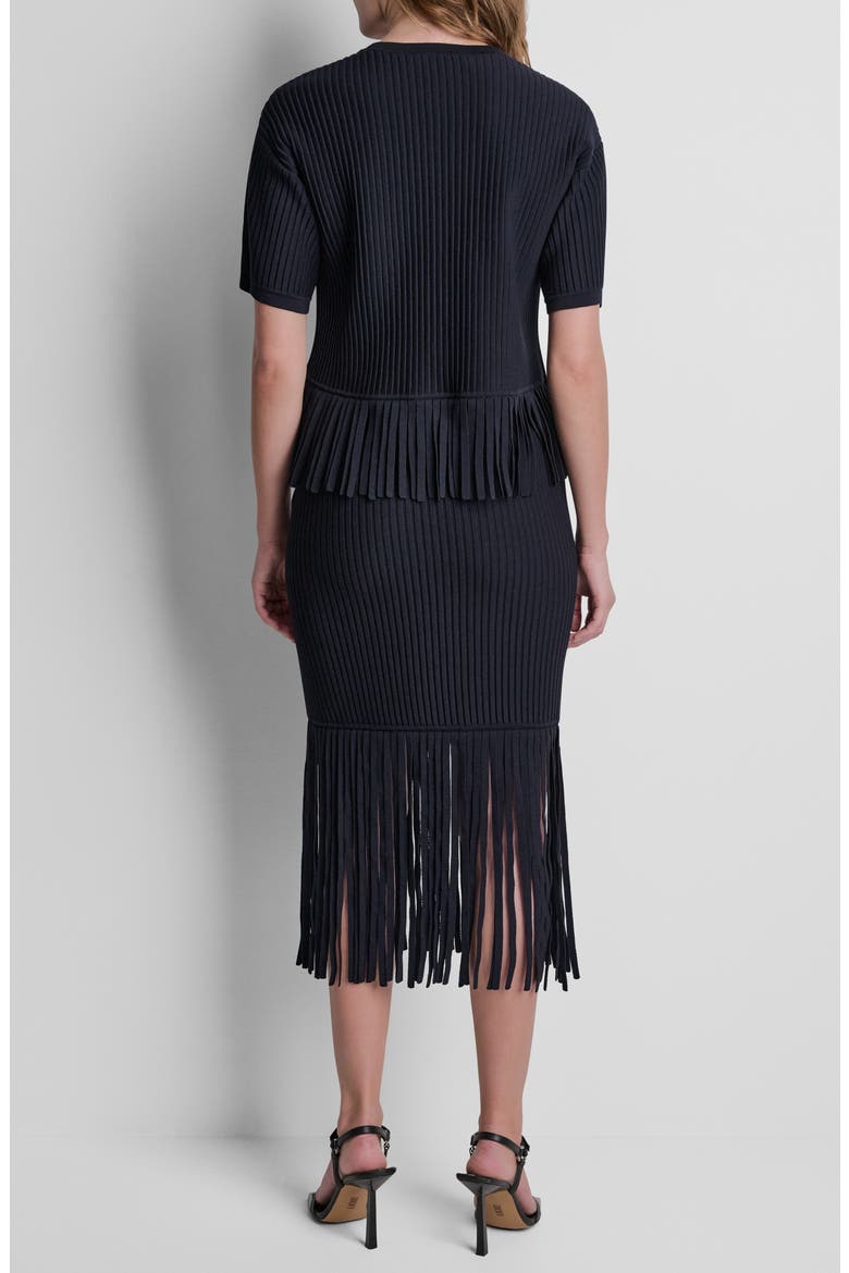 Fringe Short Sleeve Sweater, Alternate, color, BLACK