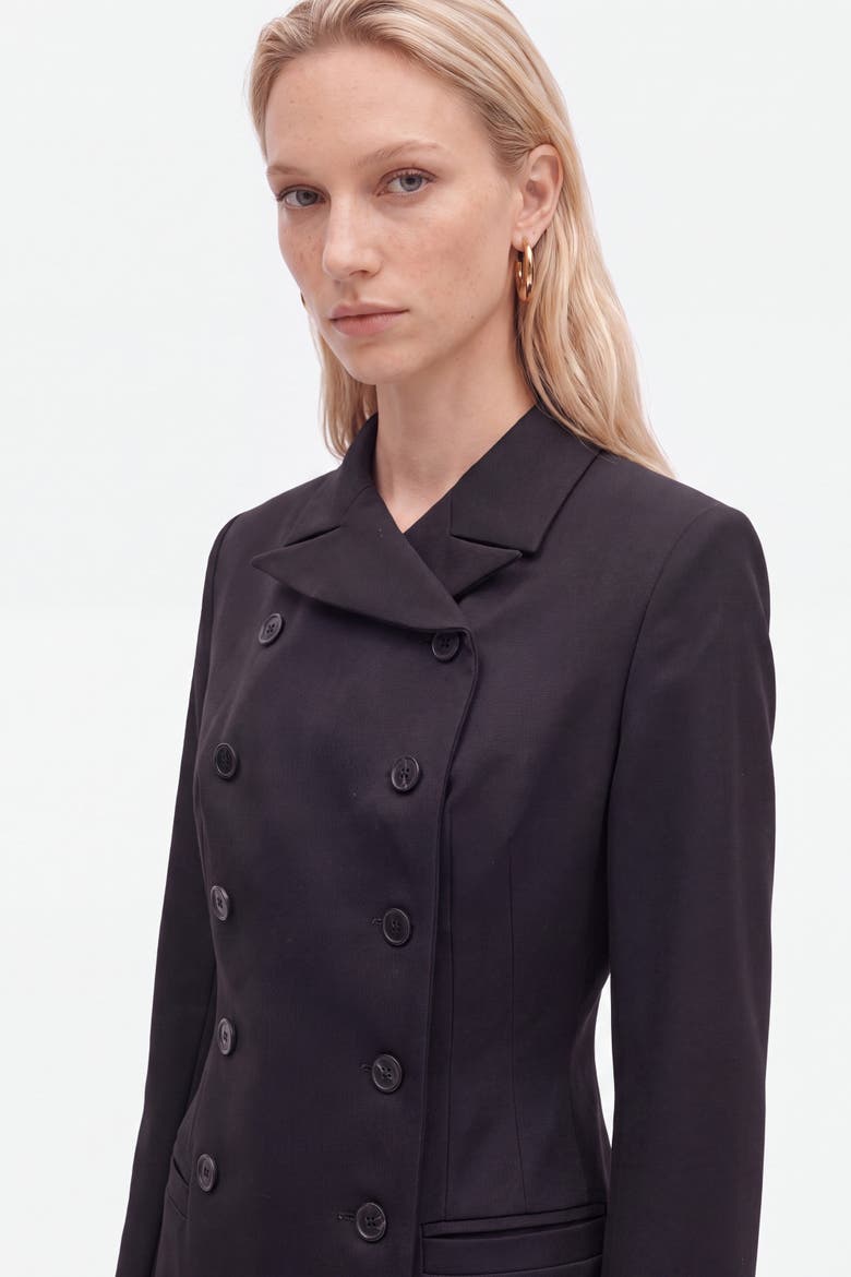 Padded Shoulder Double Breasted Jacket, Alternate, color, Black
