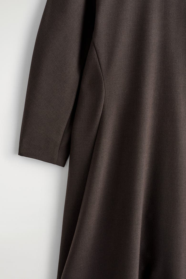 Sculpted Long-Sleeved Midi Dress, Alternate, color, BROWN