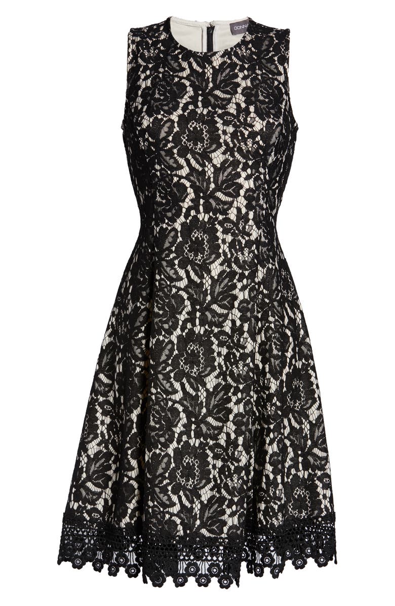 Donna Ricco Bonded Floral Lace Sleeveless Fit & Flare Dress, Alternate, color, 