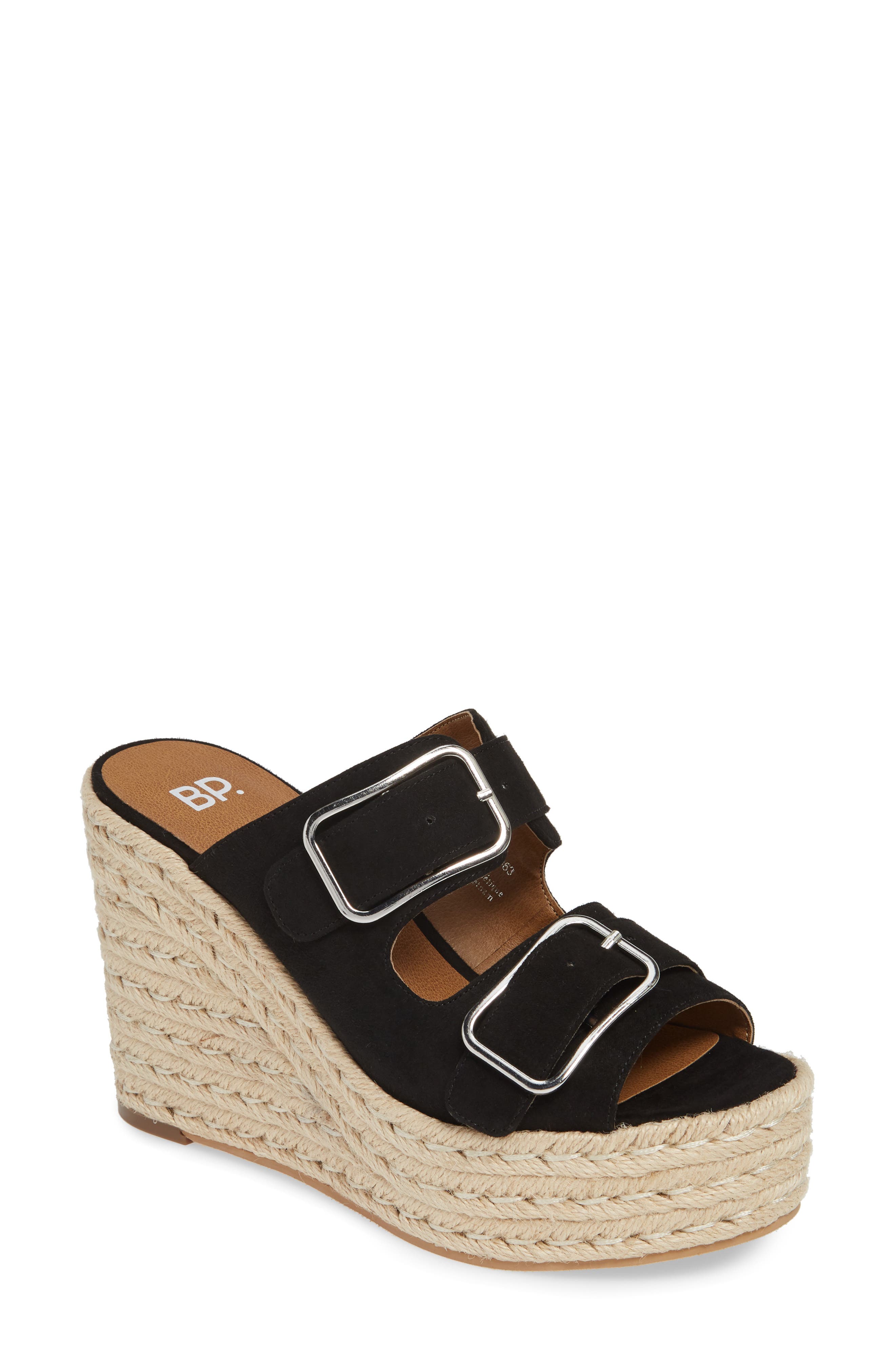 Dani Espadrille Wedge Sandal, Main, color, BLACK FAUX SUEDE