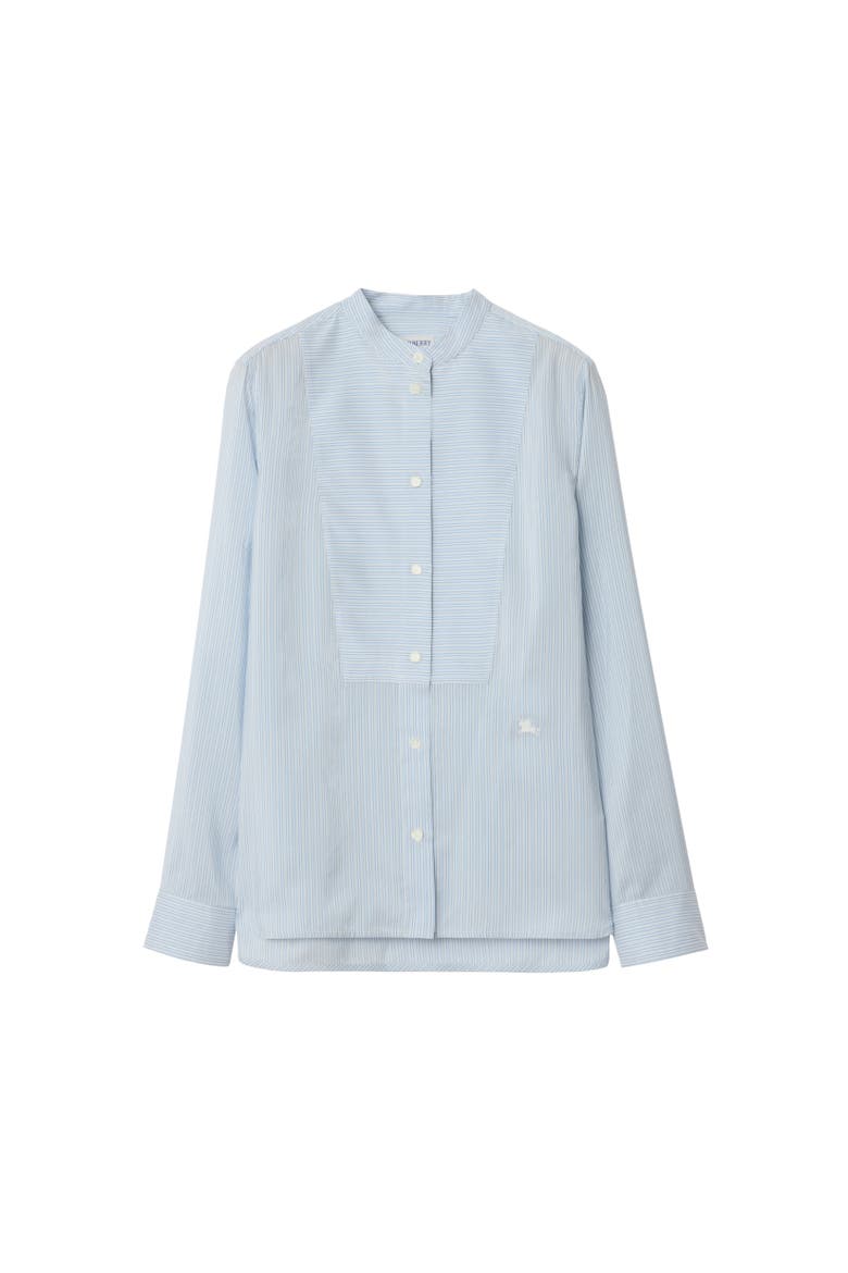 Relaxed Fit Striped Silk Poplin Shirt, Alternate, color, Ice blue/chalk white