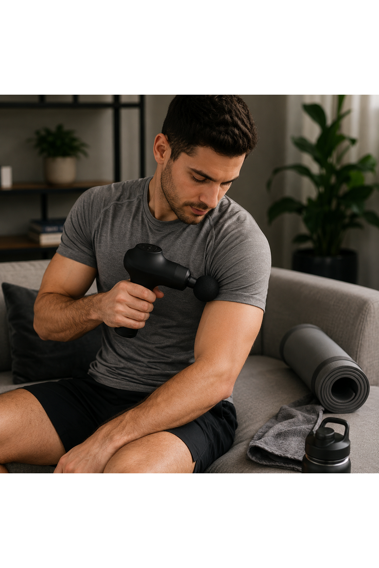 Back Stretcher & 3-Speed Massage Gun, Alternate, color, Black