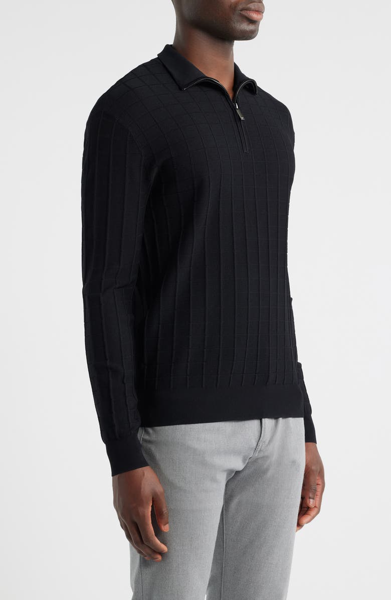Emporio Armani Rib Quarter Zip Sweater, Alternate, color, Black
