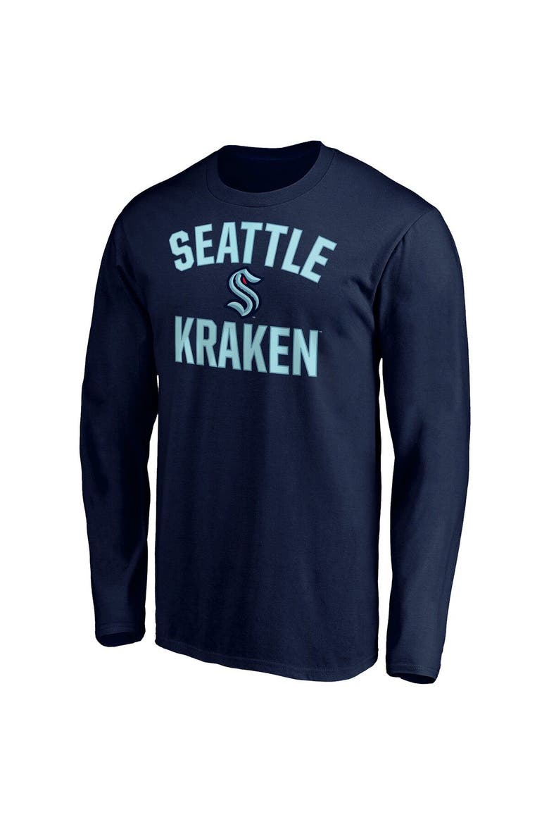Men's Fanatics Branded Deep Sea Blue Seattle Kraken Big & Tall Victory Arch Long Sleeve T-Shirt, Alternate, color, Navy