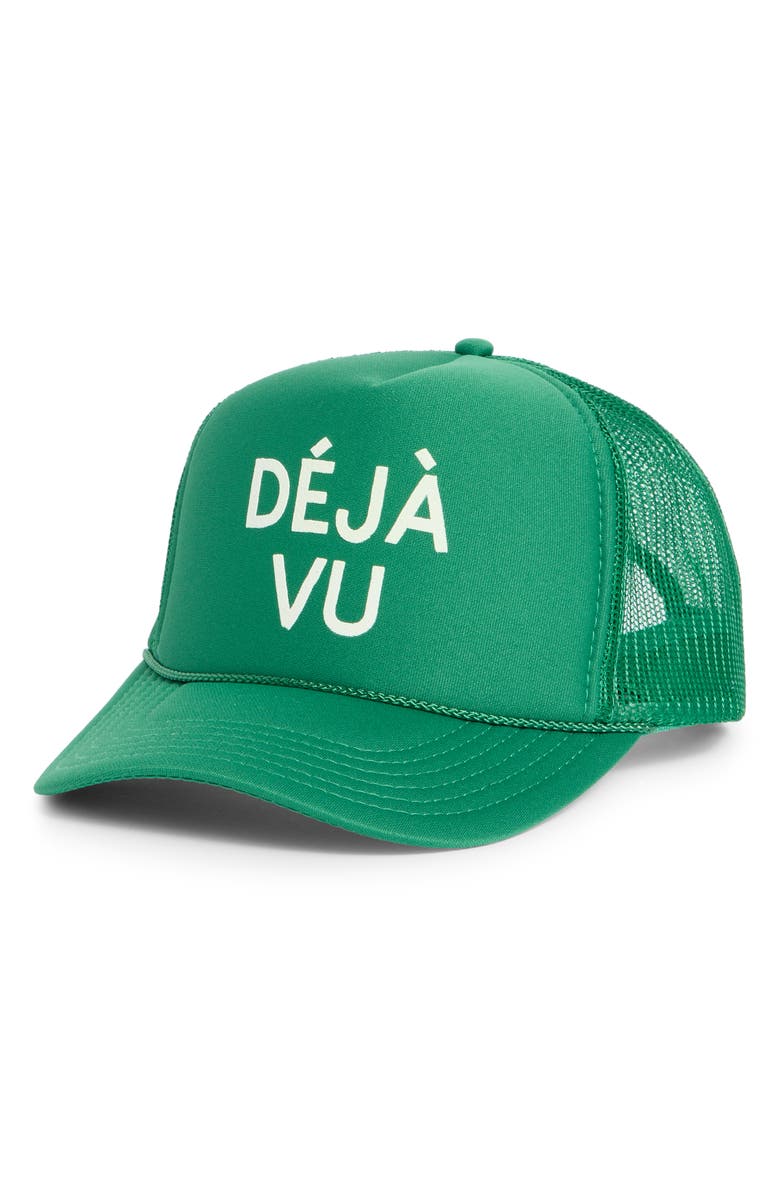 Clare V. Déjà Vu Trucker Hat, Main, color, Green W/ Cream Dj Vu