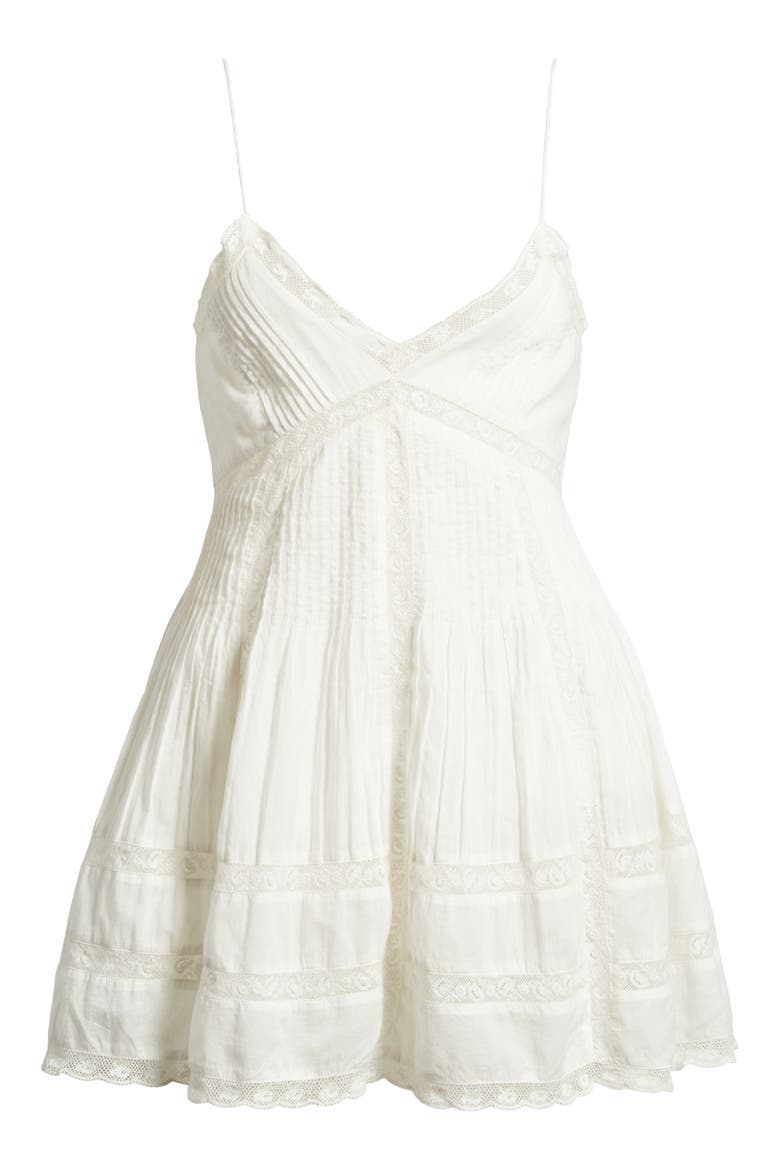 Docila Lace & Pintuck Detail Cotton Minidress, Alternate, color, WHITE