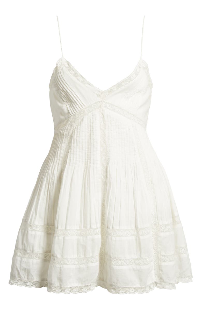 LoveShackFancy Docila Lace & Pintuck Detail Cotton Minidress, Alternate, color, White