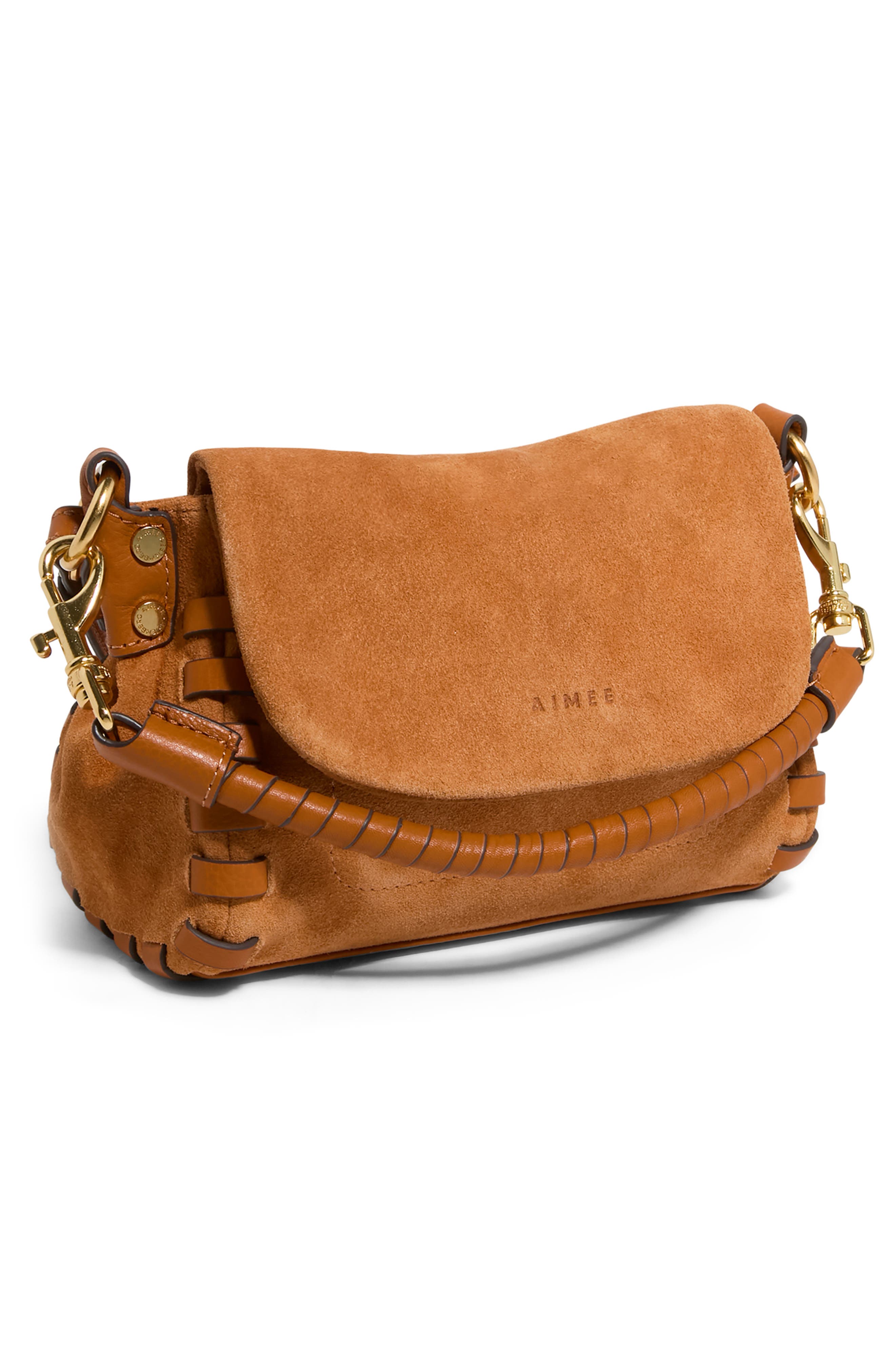 AIMEE Mini Zen Leather Crossbody Bag, Alternate, color, Rustic Caramel Suede