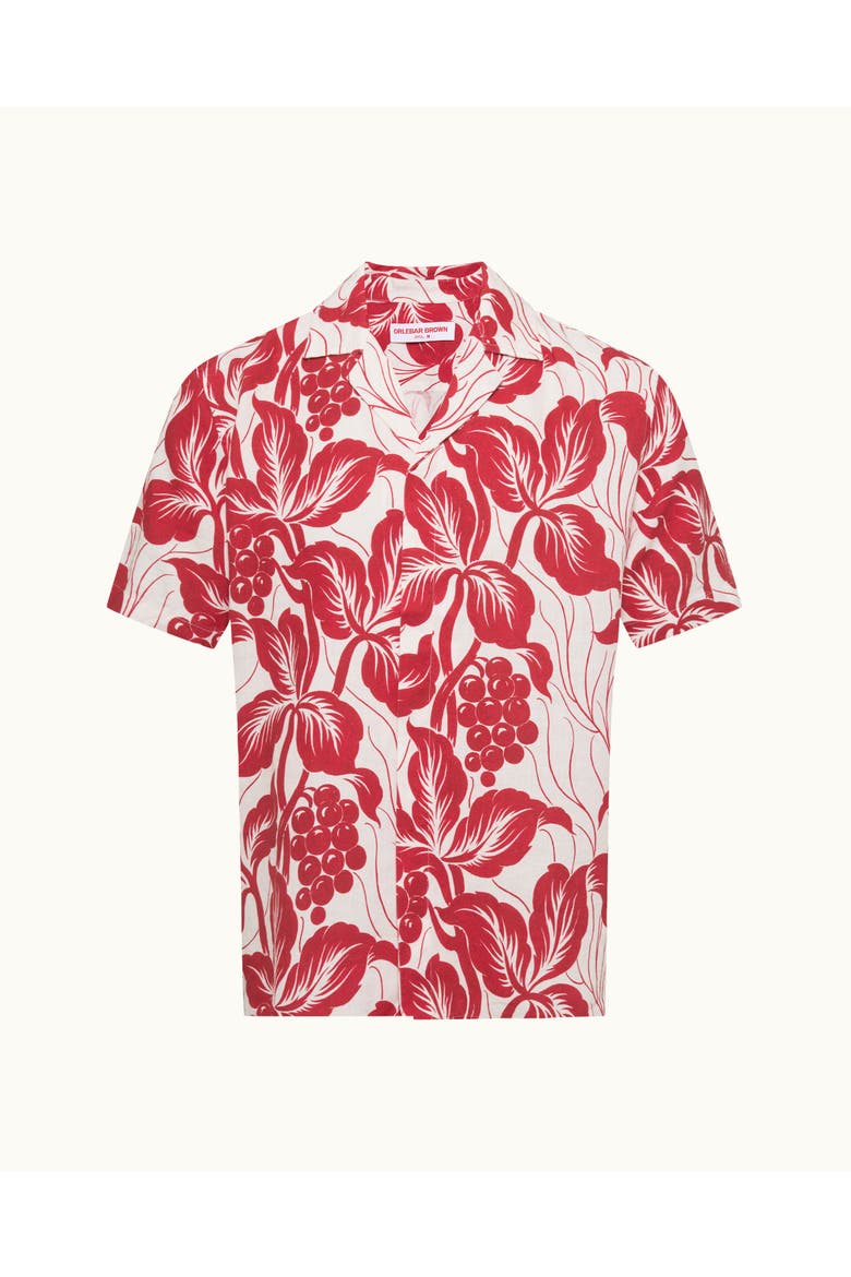 Maitan Linen Relaxed-Fit Shirt, Alternate, color, Summer Red