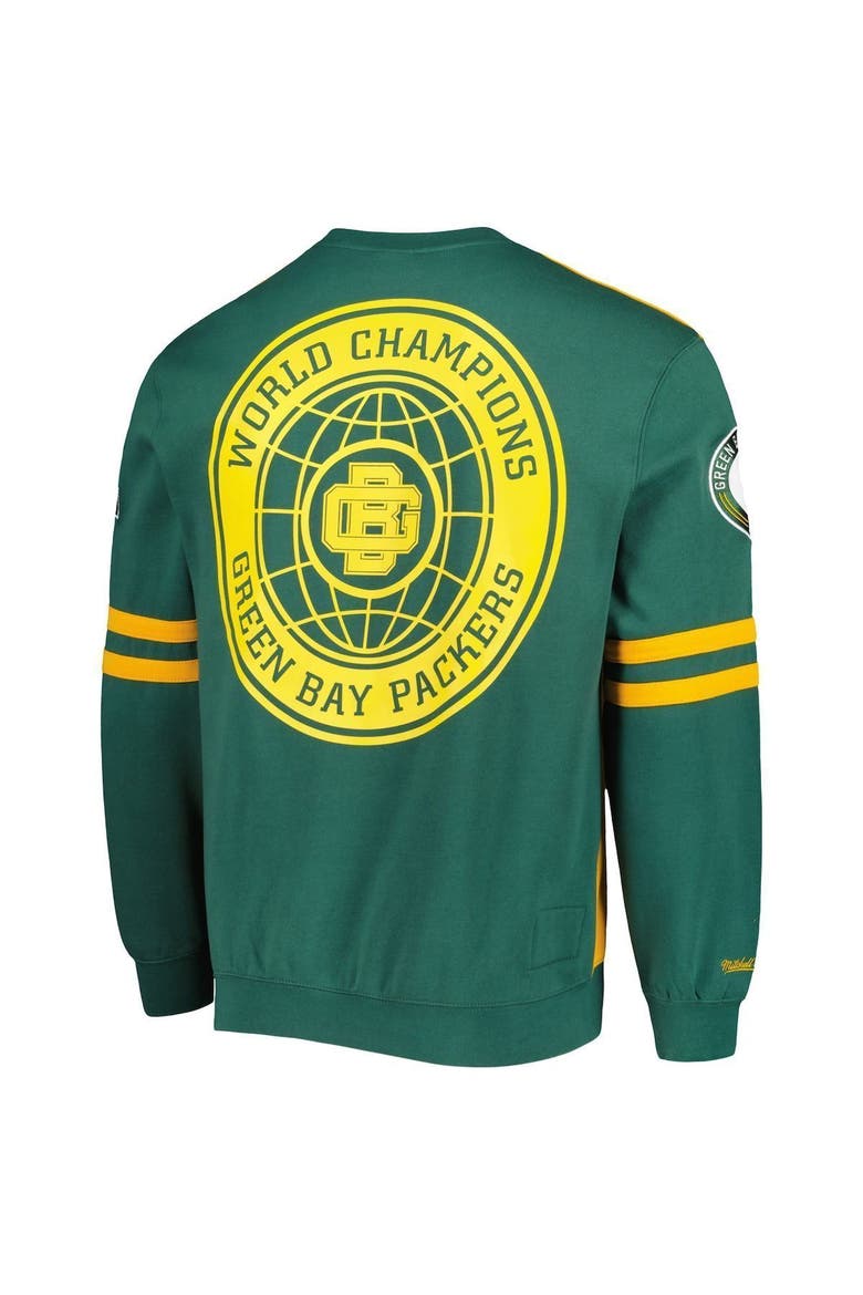 Men's Mitchell & Ness Gold Green Bay Packers All Over 2.0 Pullover Sweatshirt, Alternate, color, Gold