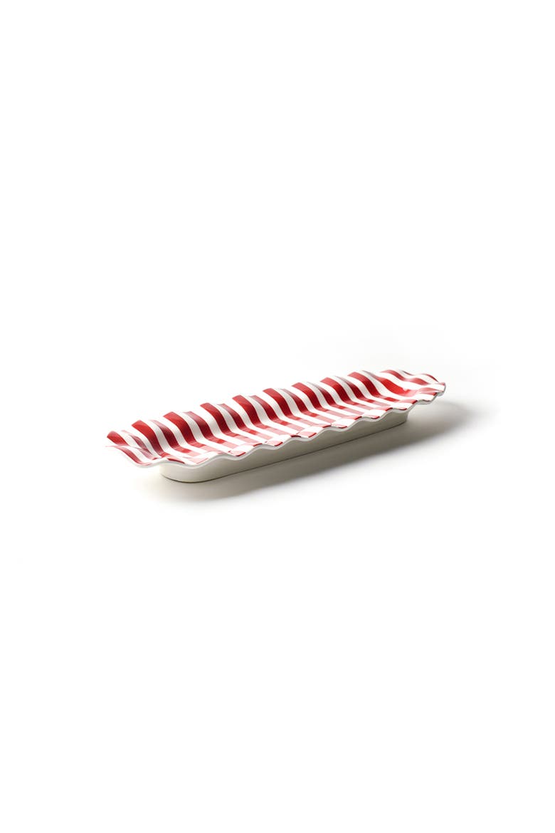 Red Stripe Ruffle Skinny Tray, Alternate, color, Red