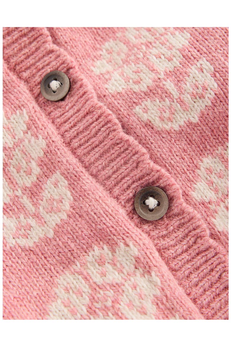 Kids' Fair Isle Cardigan, Alternate, color, PINK HEATHER MARL
