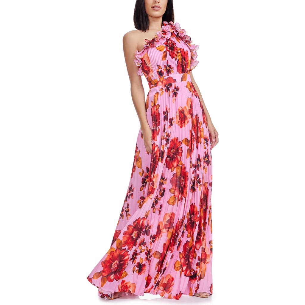 Dress The Population Vida Pleated Evening Gown In Pink