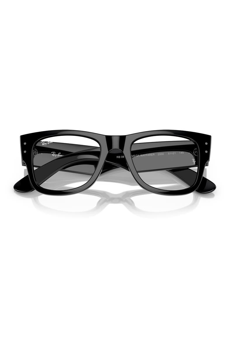 Mega Wayfarer 51mm Square Optical Glasses, Alternate, color, BLACK
