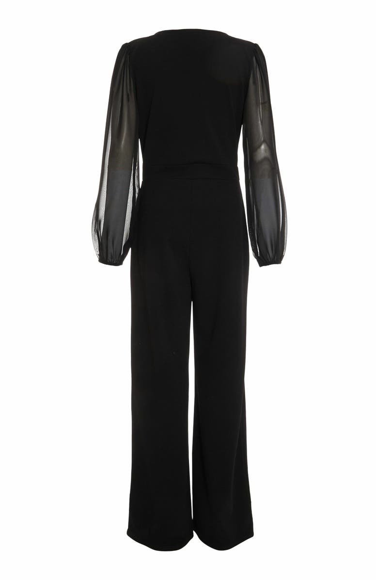 QUIZ Chiffon Buckle Palazzo Jumpsuit, Alternate, color, Black