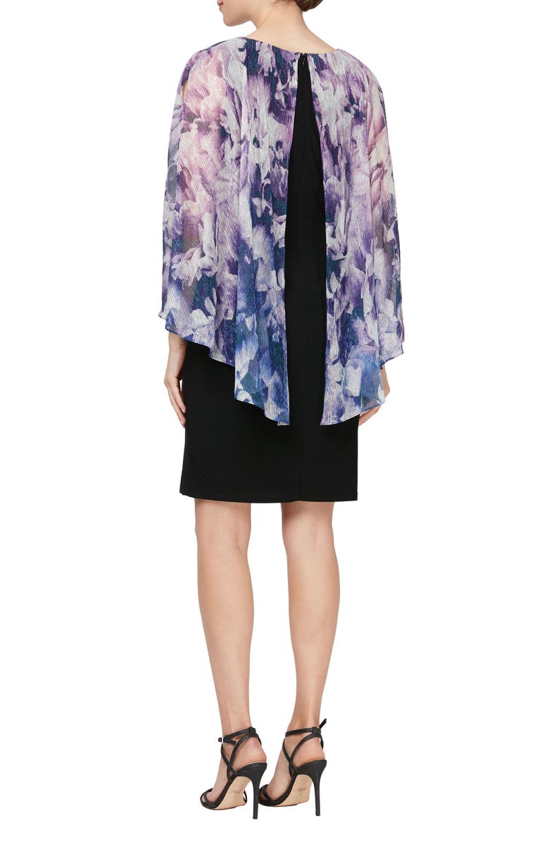 SL FASHIONS Floral Overlay Cocktail Dress, Alternate, color, 