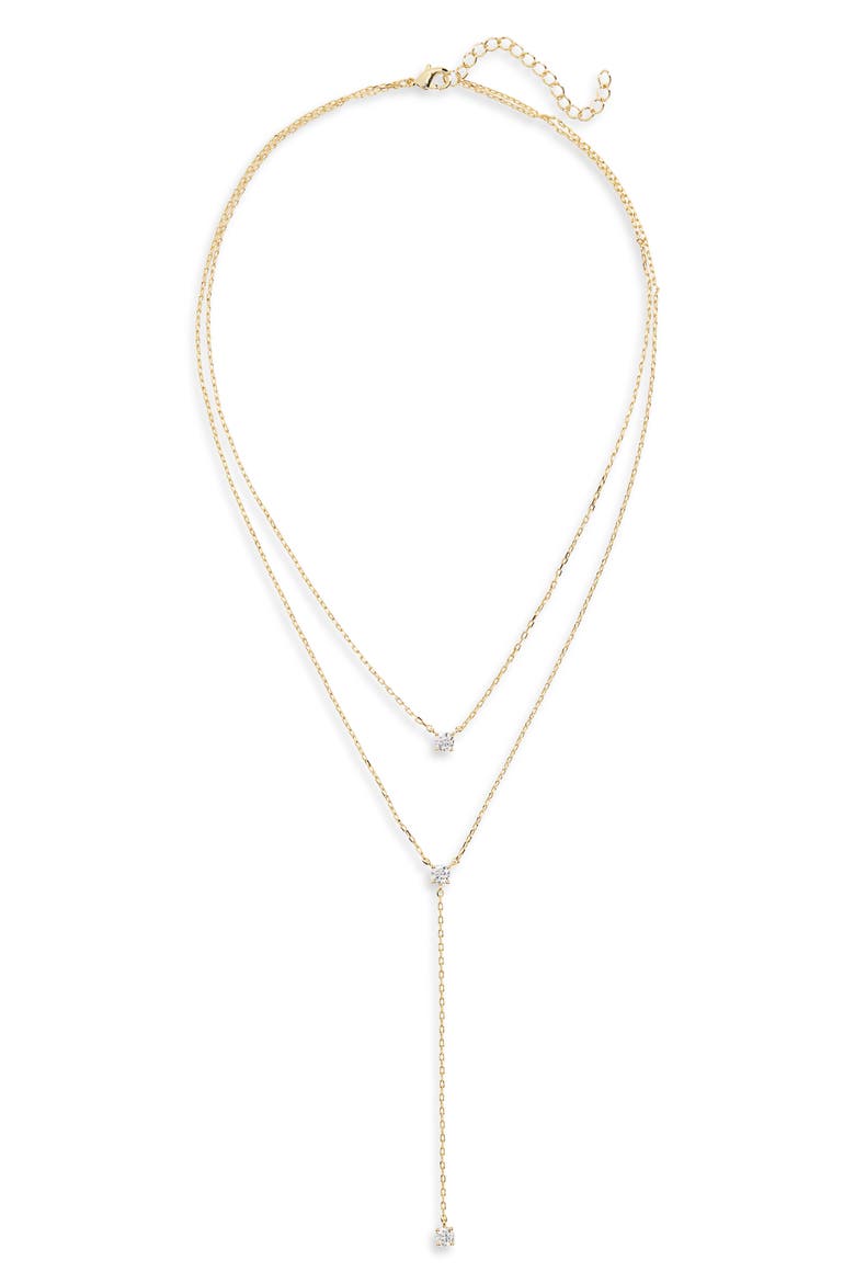 Solitaire Layered Necklace, Main, color, GOLD