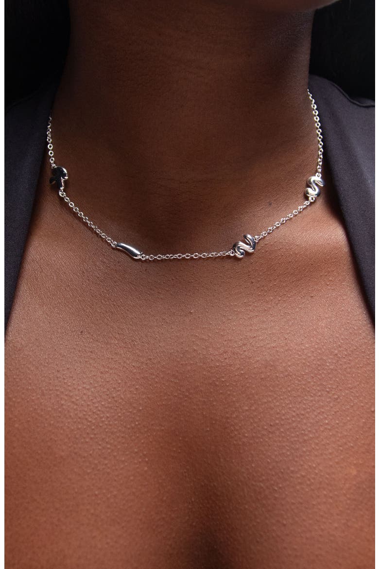 Kiss Necklace in Silver, Alternate, color, Silver