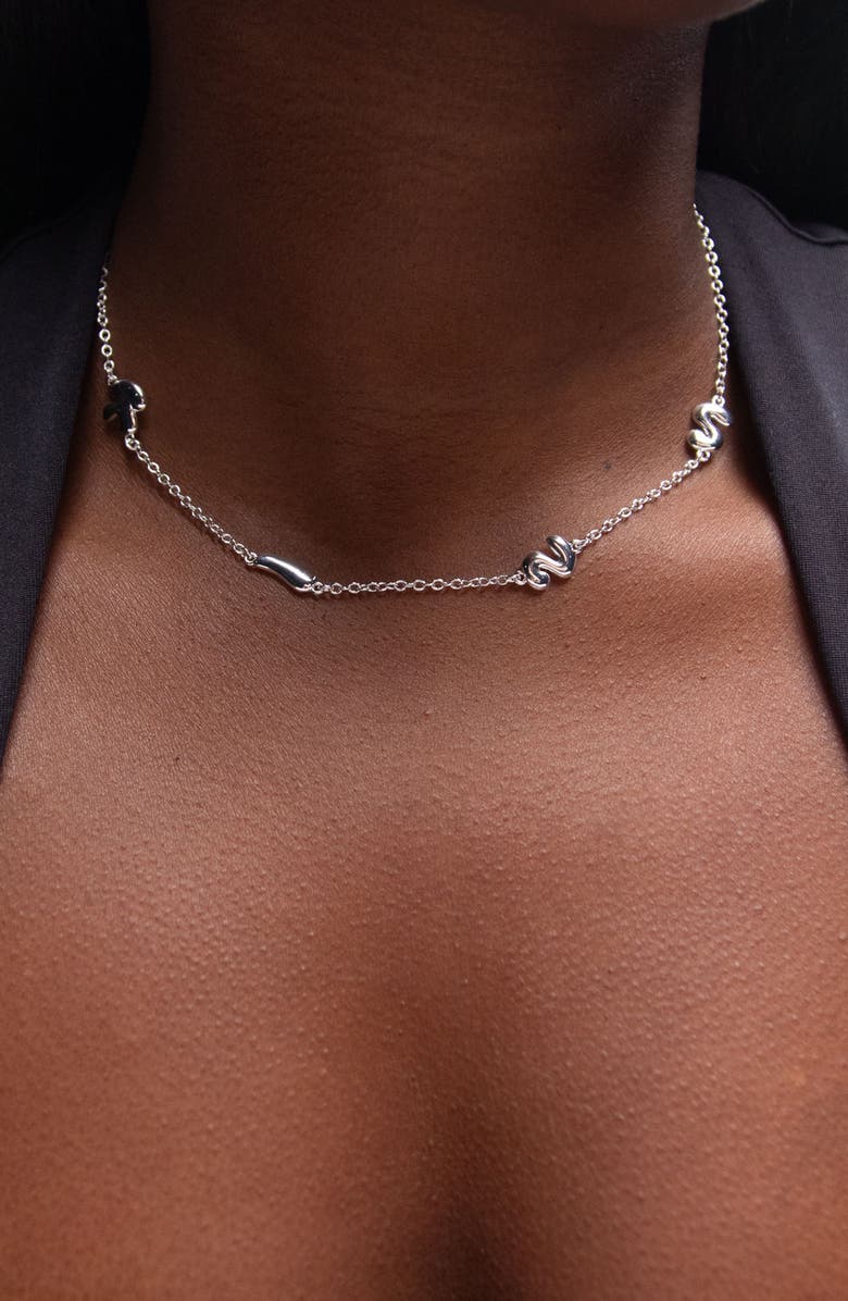 YOJ Kiss Necklace in Silver, Alternate, color, Silver