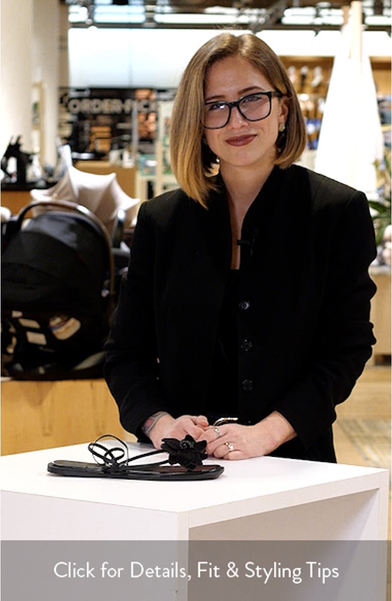 Mismatched Magnolia Appliqué Ankle Strap Sandal, sales video thumbnail