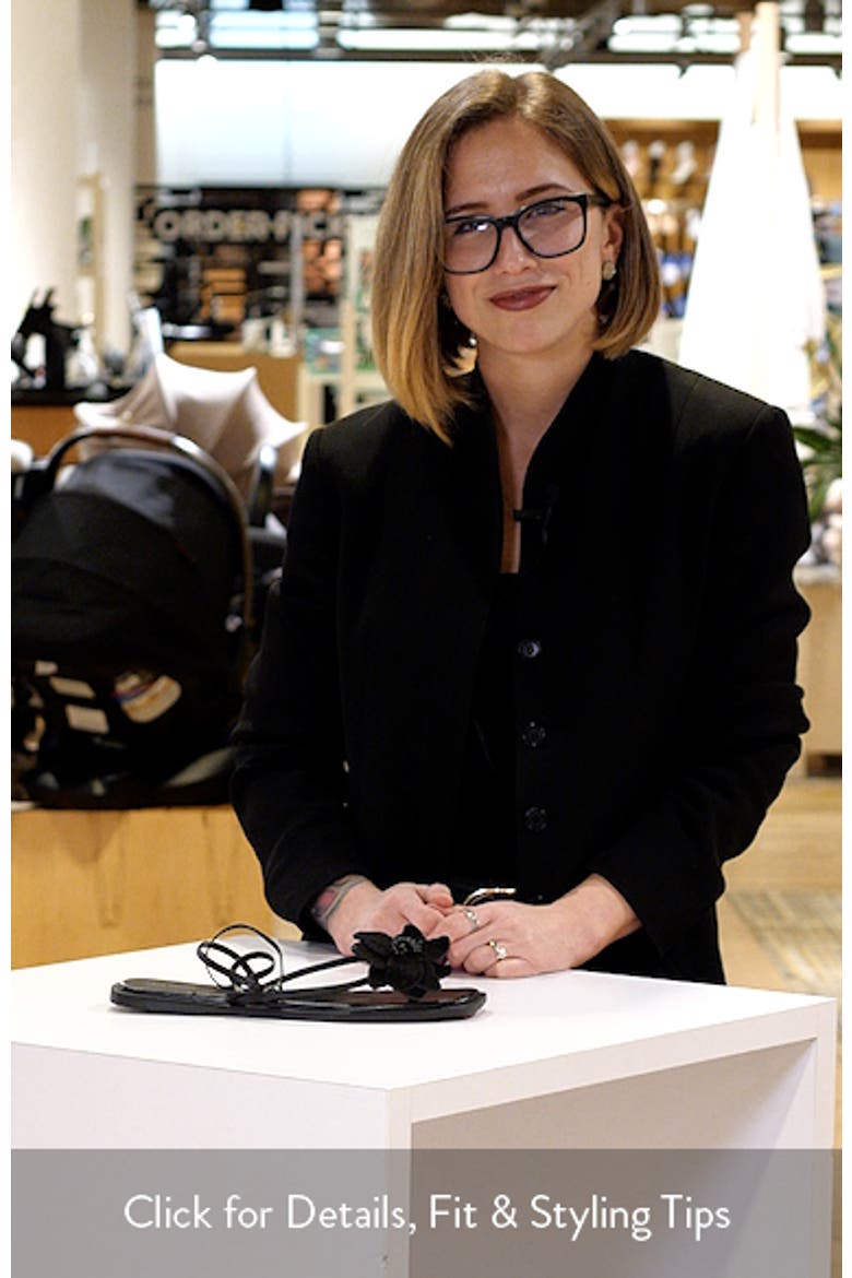 Mismatched Magnolia Appliqué Ankle Strap Sandal video