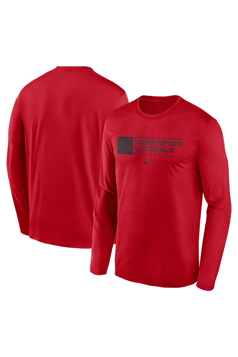 Men's Nike Red Washington Nationals Authentic Collection Performance Long Sleeve T-Shirt, Alternate, color, Red