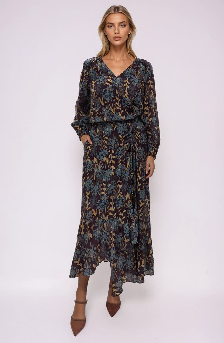 MELLODAY Organza Print Top, Alternate, color, Burgundy/ Blue Multi