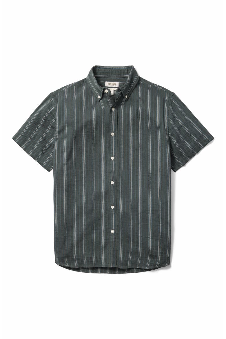 Montauk Slim Fit Striped Short Sleeve Shirt, Alternate, color, URBAN BLUE STRIPE