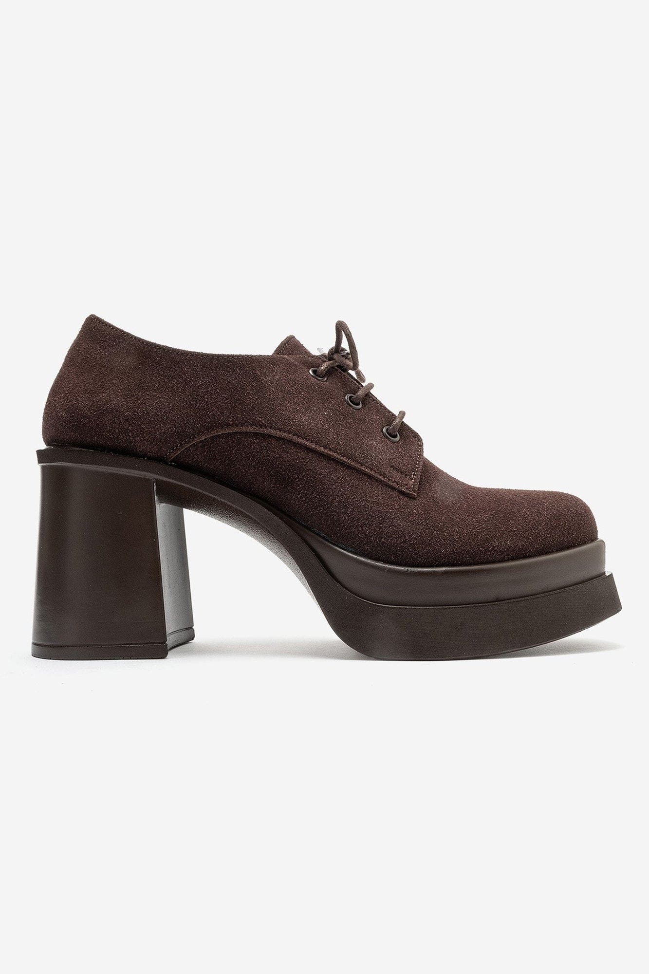 Vodette Platform Block Heel Oxford, Alternate, color, Brown Suede