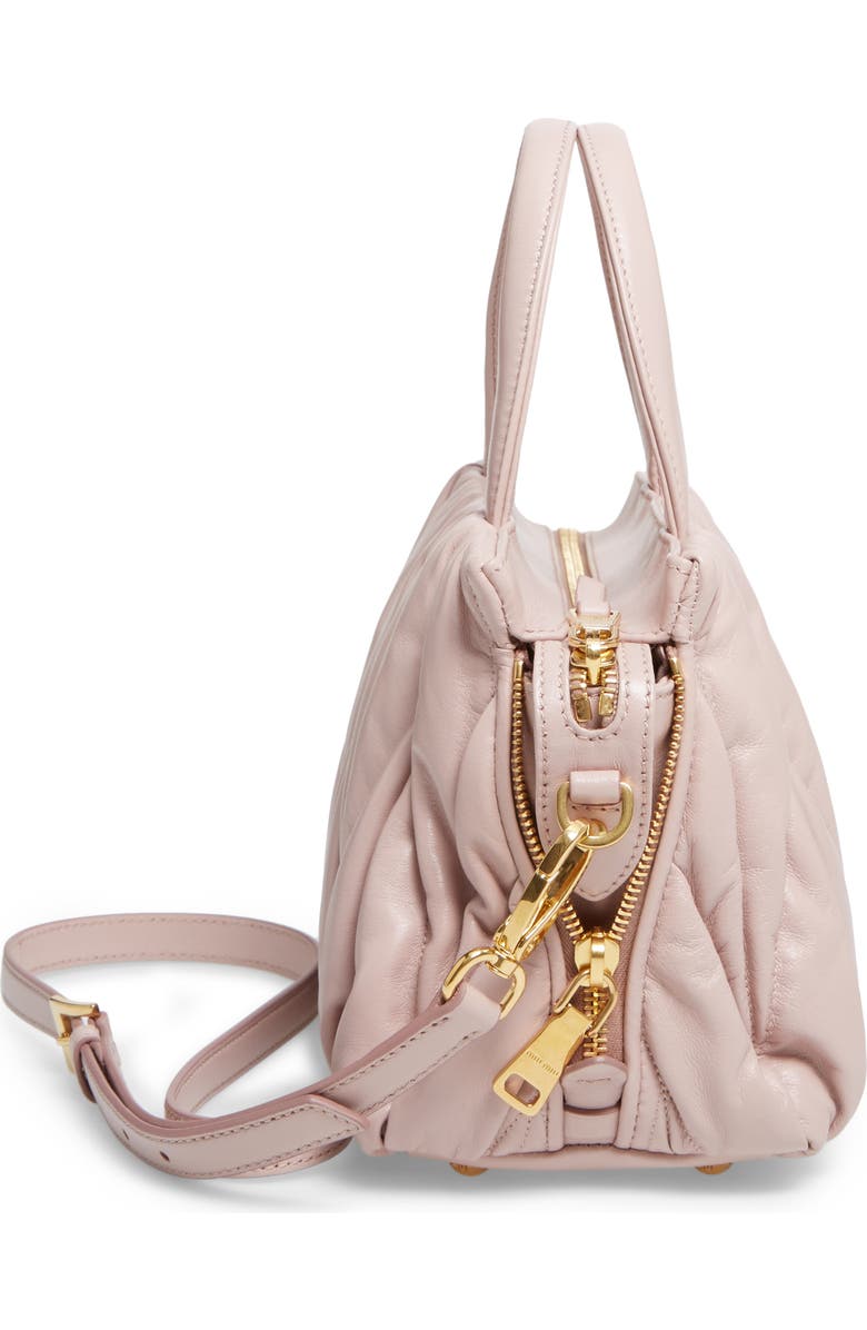 Miu Miu Small Matelassé Nappa Leather Satchel, Alternate, color,