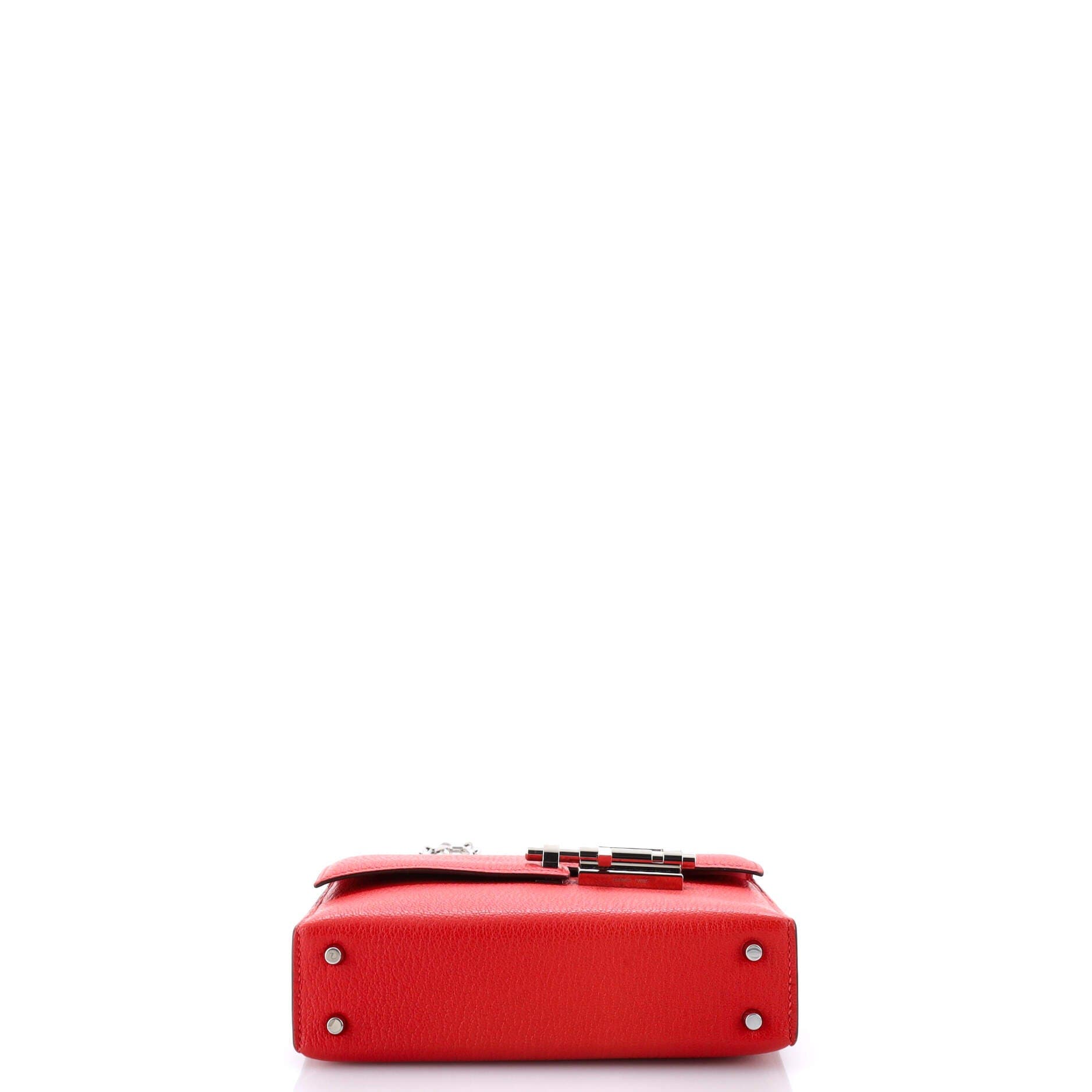 Pre-Owned Hermes Verrou Chaine Bag Chevre Mysore Mini, Alternate, color, Rouge Tomate