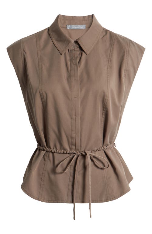 Wit & Wisdom Cap Sleeve Peplum Top In Brown