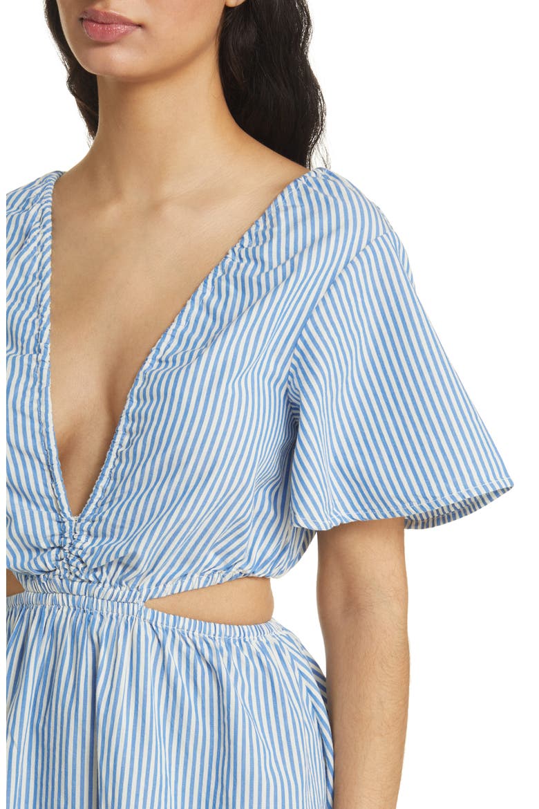 Stripe Cutout Cotton Dress, Alternate, color, BLUE